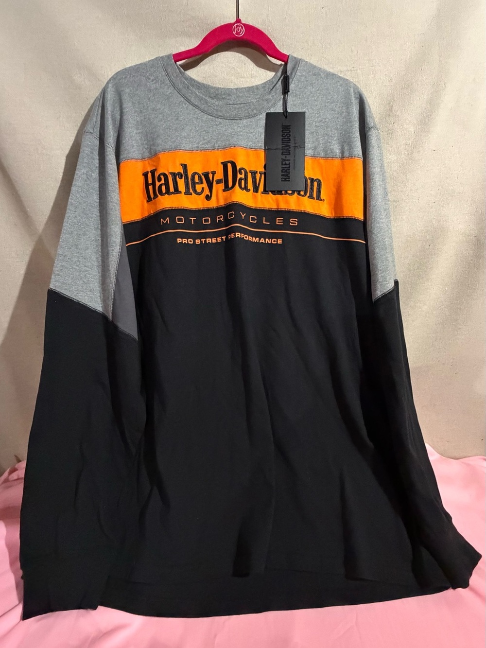 Harley-Davidson Black, Grey & Orange Long Sleeve Tee with Logo Band